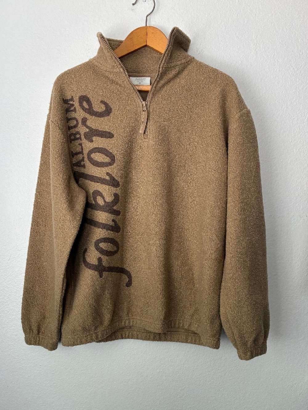 Taylor Swift Folklore Album Sherpa Fleece Zip Small Brown Quarter Zip Fleece